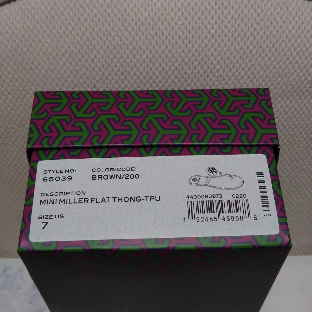 Tory Burch Mini Miller Flat Thong Brown Size 7 - Picture 6 of 7